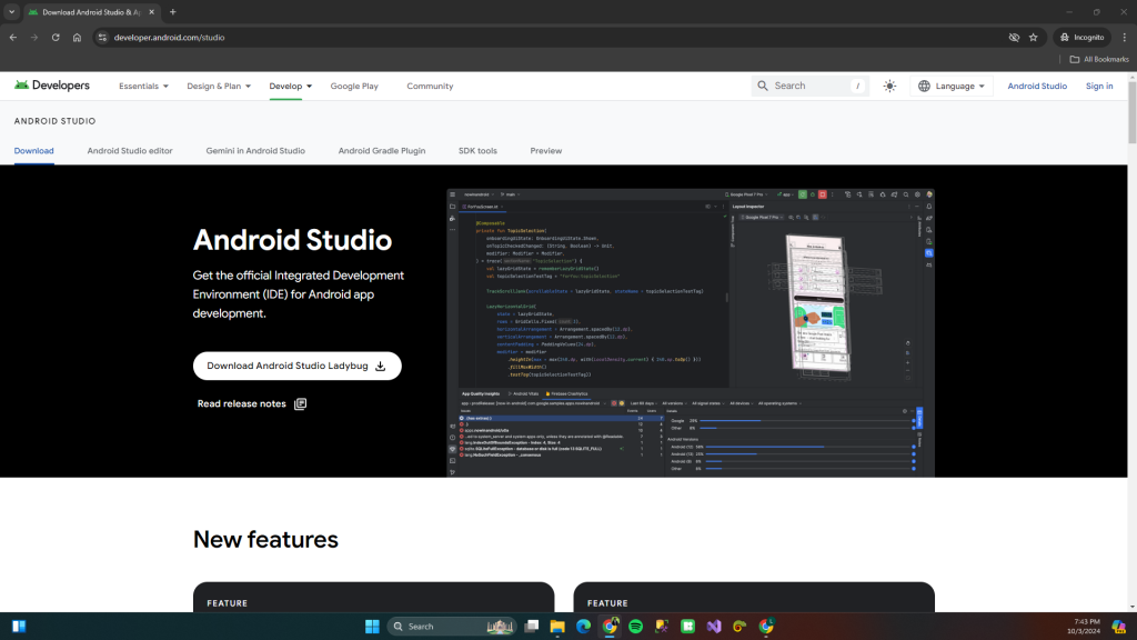 Android Studio Download Web Site
