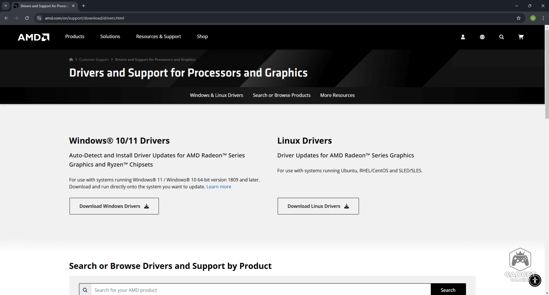 AMD’s Support Page