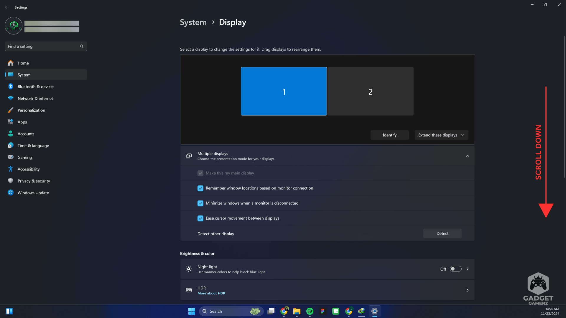 Display settings